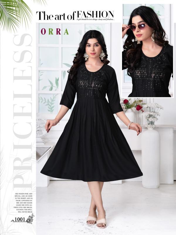 Trendy Orra Plain Rayon Casual Wear Kurtis Collection